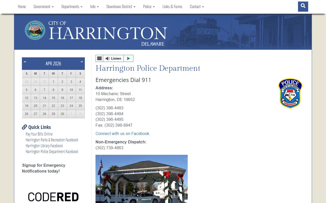 Harrington Police Department for Booking Releases