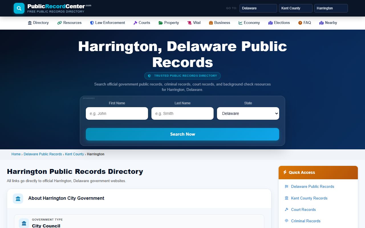 Harrington public records directory for Booking Releases