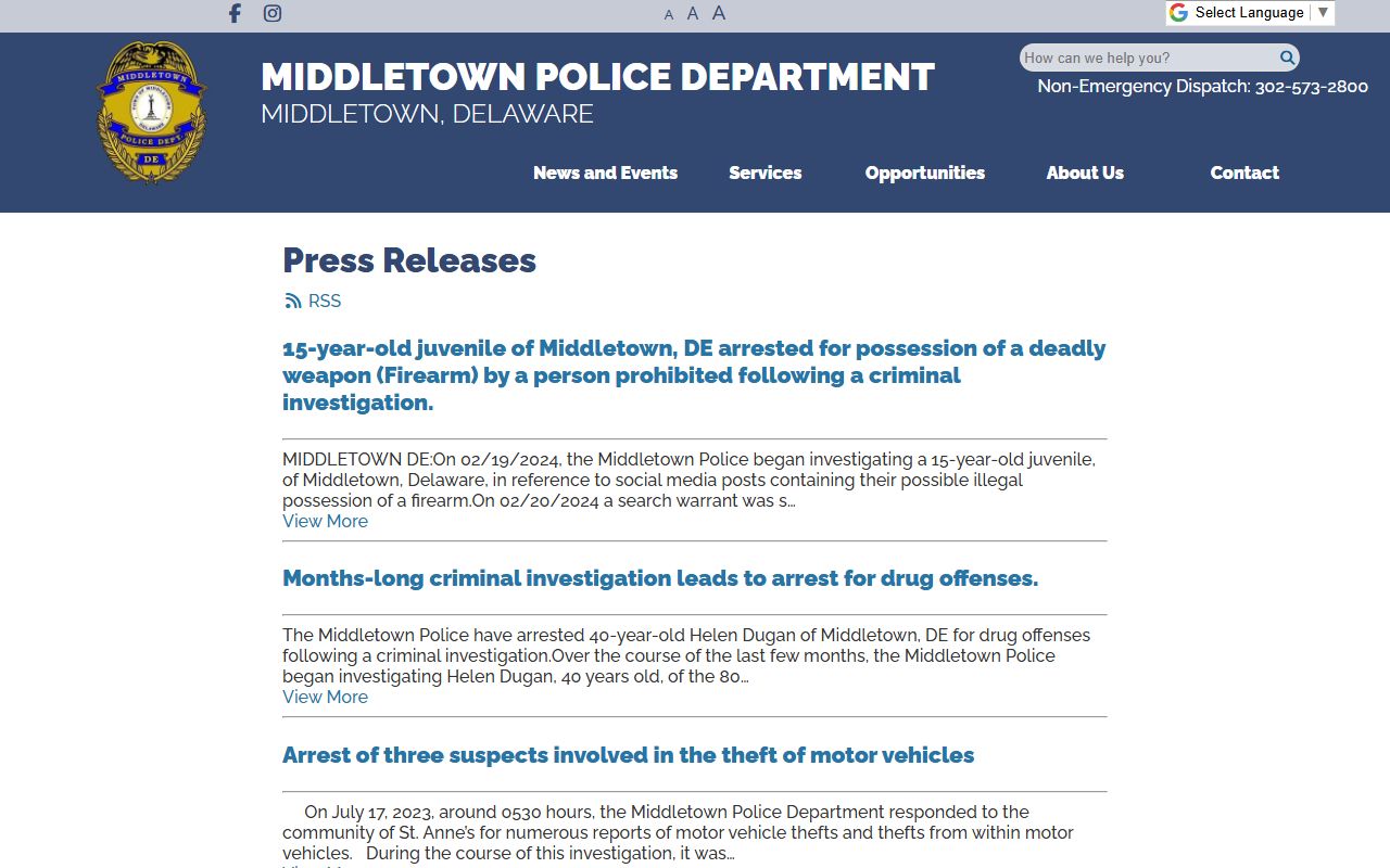 Middletown Police news releases for Booking Releases updates