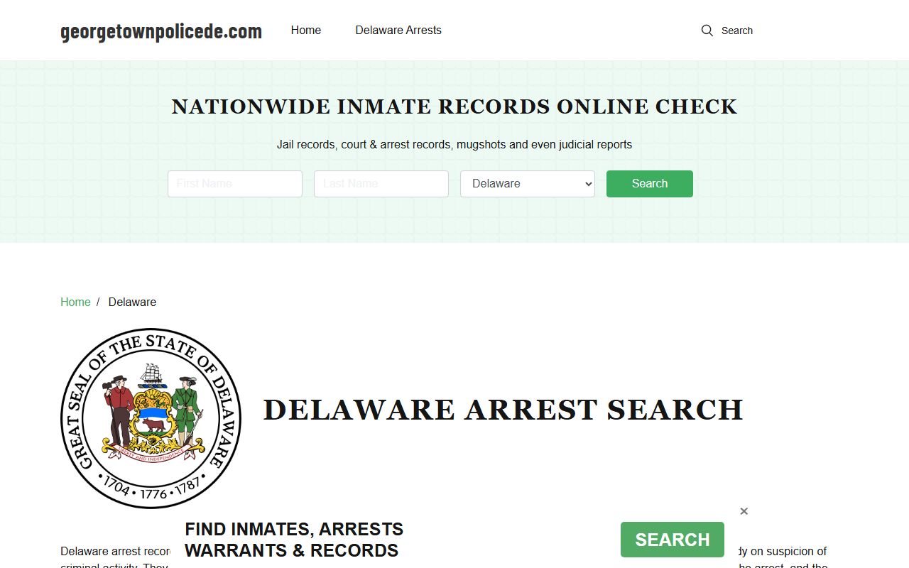 Seaford Police records portal for Booking Releases